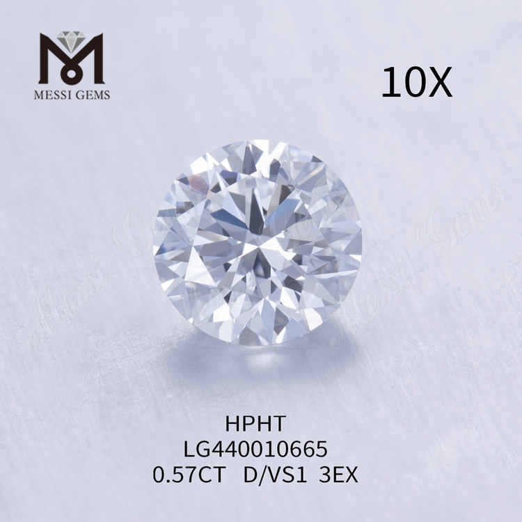 0.57CT D/VS1 diamante tondo coltivato in laboratorio 3EX