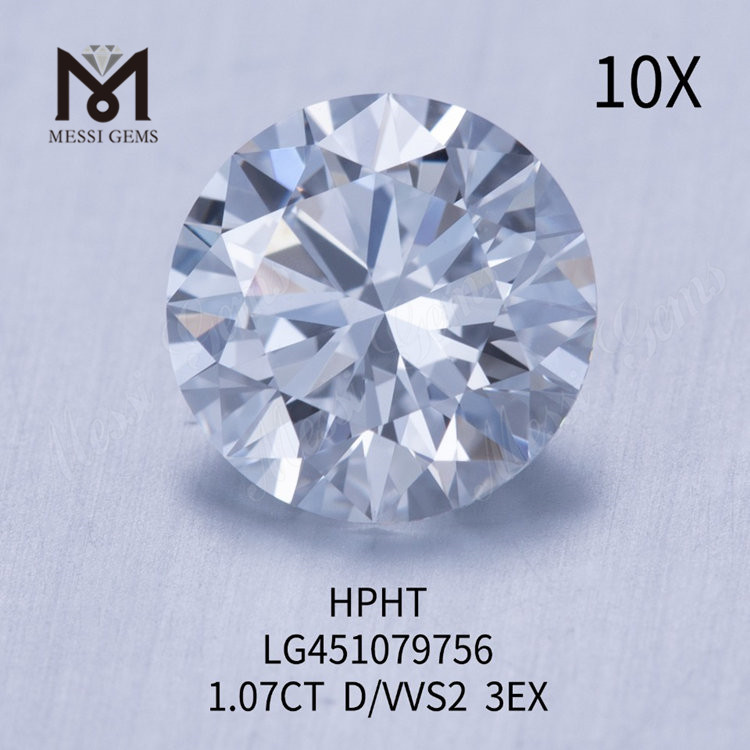 Il laboratorio D VVS2 RD da 1,07 ct ha creato il diamante HTHP