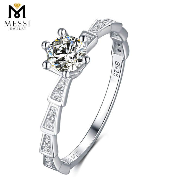 Wuzhou prezzo di fabbrica anello in argento 1ct anello di diamanti moissanite
