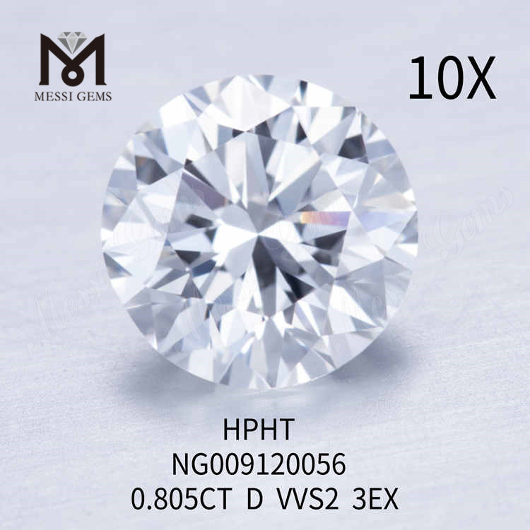 0.805CT rotondo sciolto da laboratorio realizzato con diamante VVS2 3EX bianco