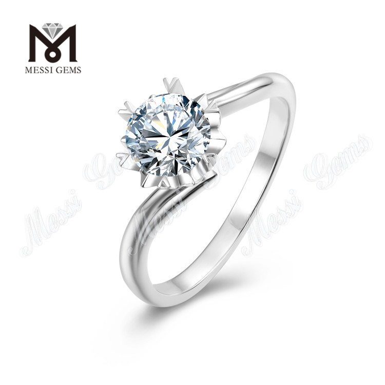 Anelli da donna classici in argento sterling 925 con diamante moissanite da 1 carato Messi Gems