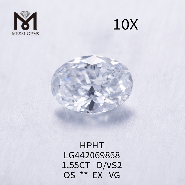 1,55 carati diamante sintetico OVAL BRILLIANT D prezzo per carato