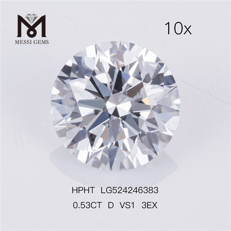 0,53 carati D VS1 3EX Prezzo di fabbrica del diamante coltivato in laboratorio rotondo sciolto