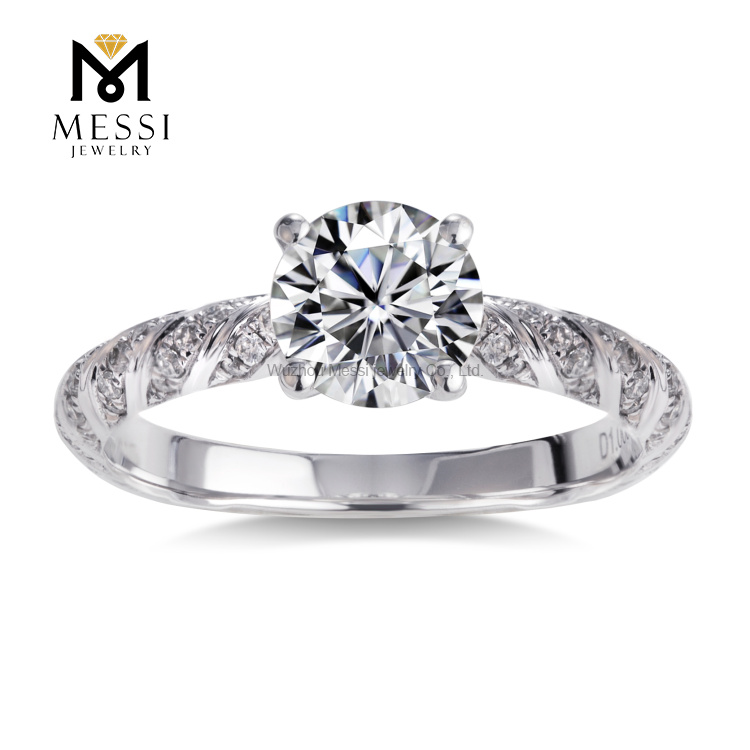 Fede nuziale in oro 1ct DEF moissanite Fede nuziale con gioielli in oro 14K 18K