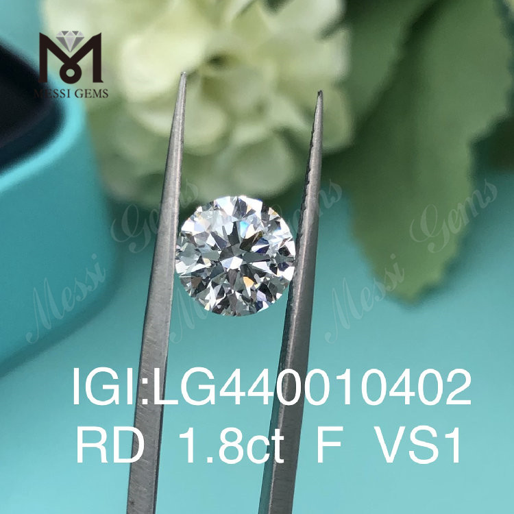 1,8 carati F VS2 3EX Diamante rotondo coltivato in laboratorio