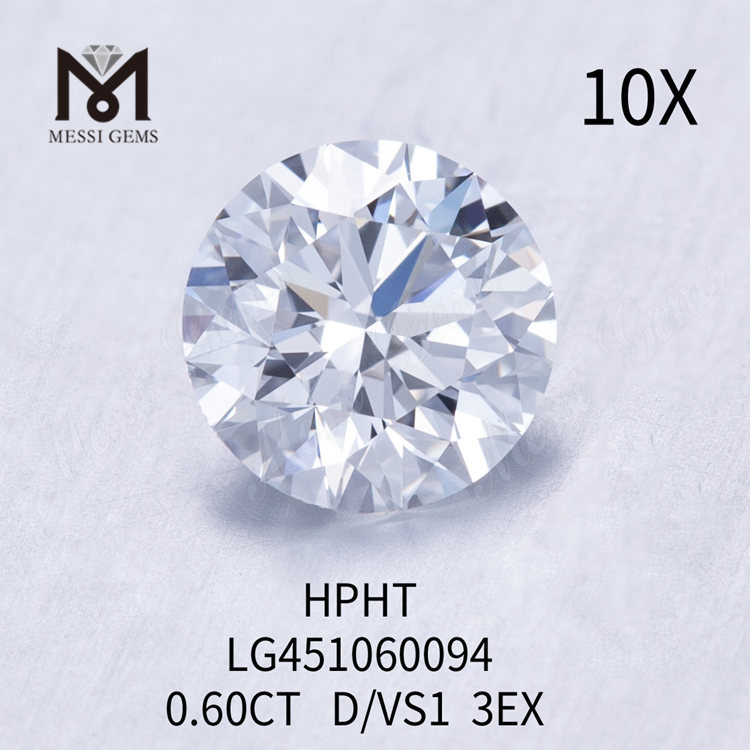 0,60 carati D VS1 EX Cut Grade Round lab ha creato il diamante HPHT