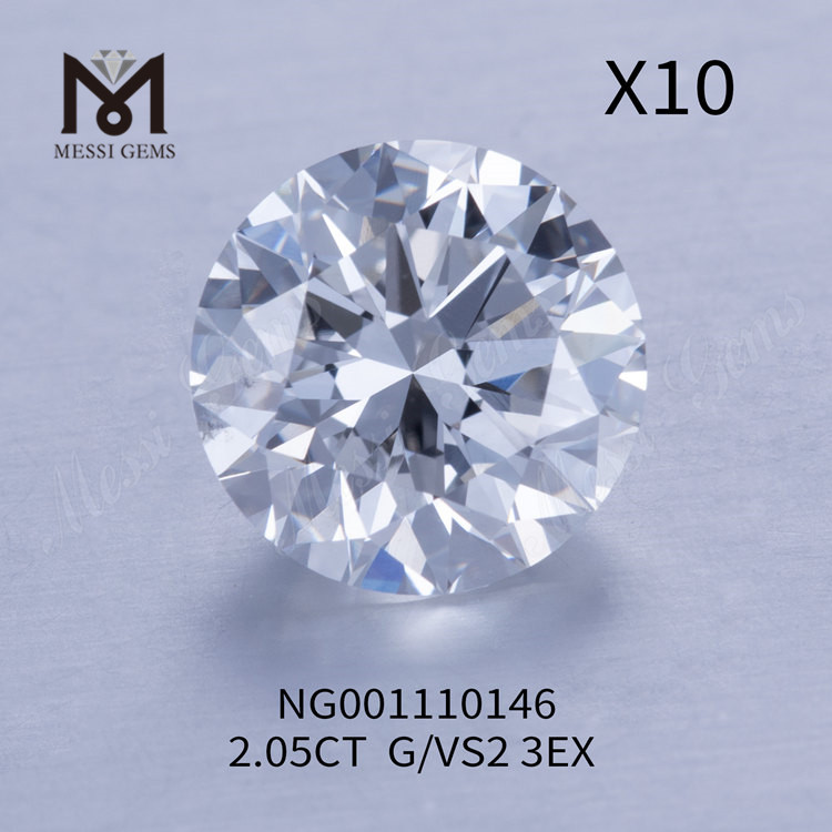 Diamanti da laboratorio tondi G da 2,05 ct VS2 EX Cut Grade