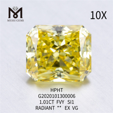 1.01ct FVY Diamante coltivato in laboratorio sciolto a taglio radiante VG