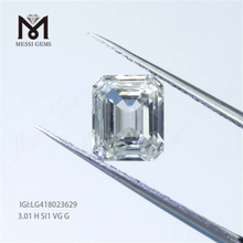 diamante coltivato in laboratorio sciolto personalizzato 3,01 carati H SI1 EX diamante coltivato in laboratorio CVD taglio fantasia per gioielli