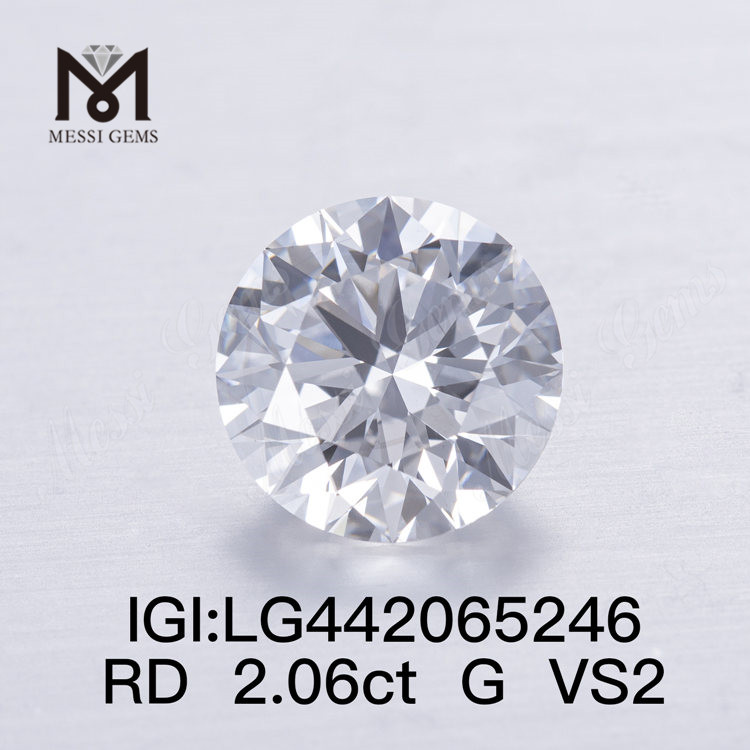 Diamanti coltivati ​​in laboratorio da 2,06 ct G VS2 taglio rotondo EX