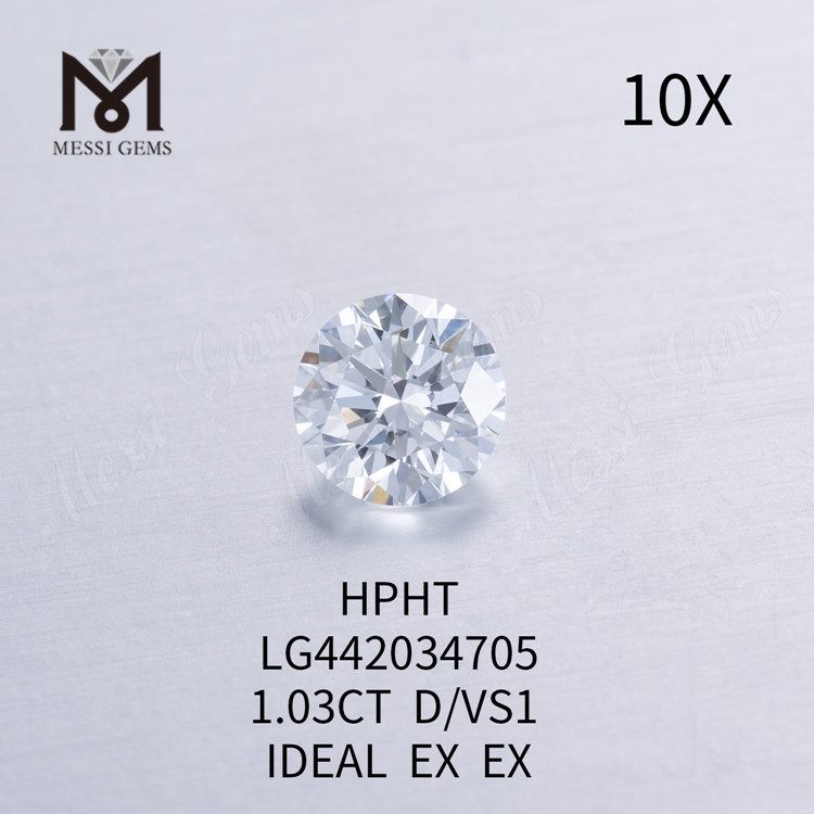 1,03 carati D VS1 IDEAL EX EX Diamante rotondo coltivato in laboratorio