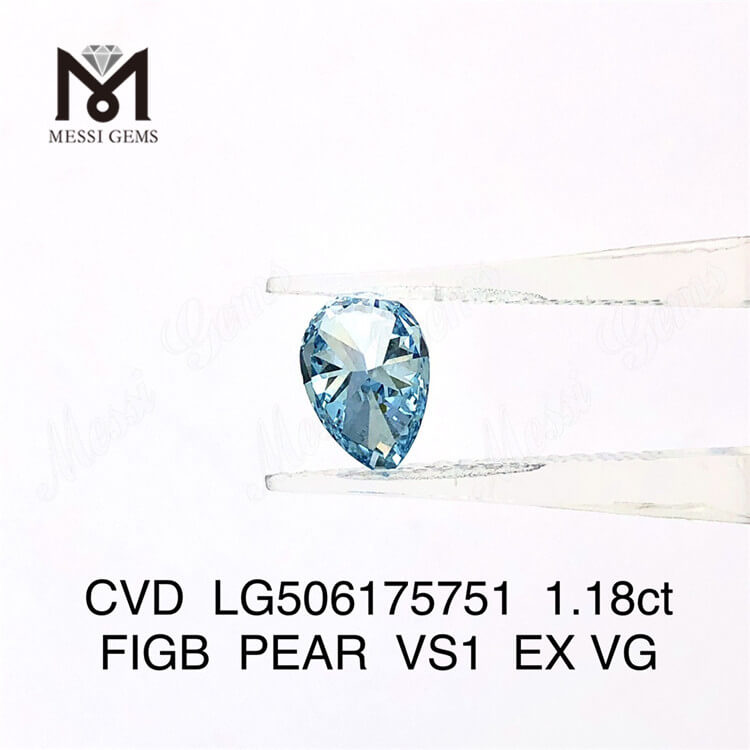 Diamante da laboratorio con taglio a pera IGI da 1,18 ct Blu