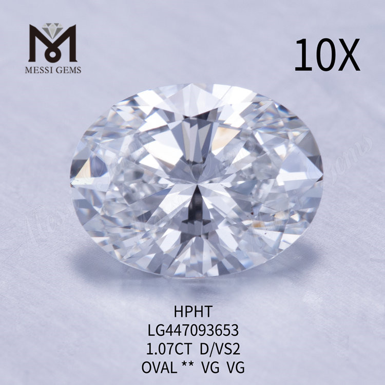 Diamanti da laboratorio HPHT di grado di purezza VS2 D VS2 da 1,07 carati