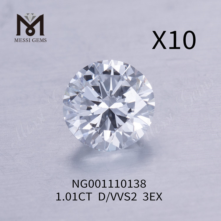 Diamante da 1,01ct VVS2 D RD Lab Grown EX Cut Grade
