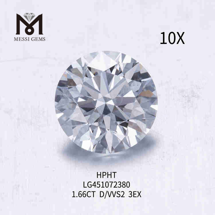 1,66ct D/VVS Diamante da laboratorio a taglio rotondo 3EX