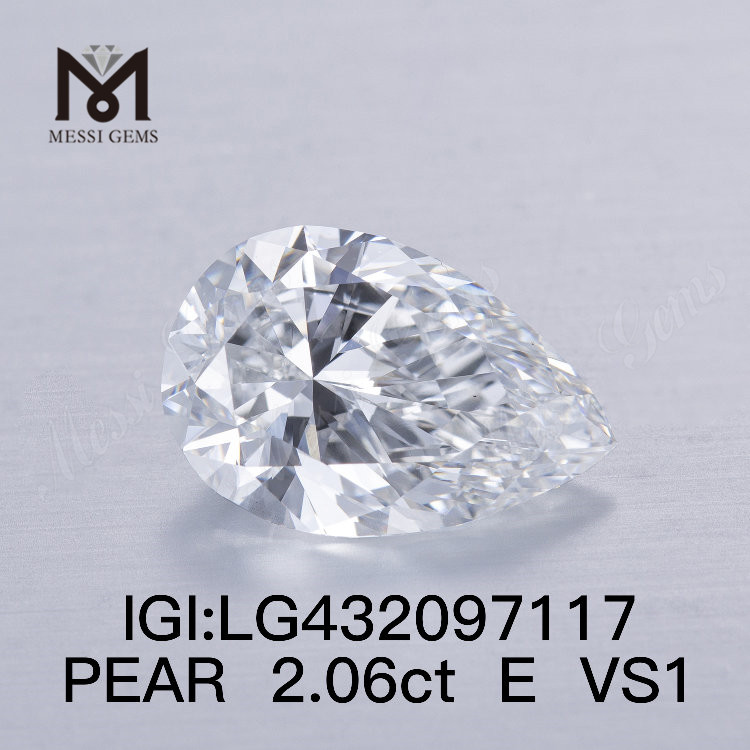 2,06 carati E/VS1 Diamante coltivato in laboratorio a pera FAIR VG